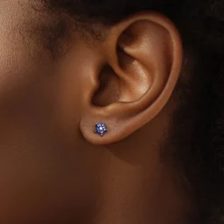 Online Gabriel & Co. Floral - 14K Yellow Gold Diamond and Sapphire Flower Stud Earrings
