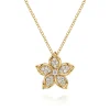 Online Gabriel & Co. Floral - 14K Yellow Gold Diamond Floral Pendant Necklace