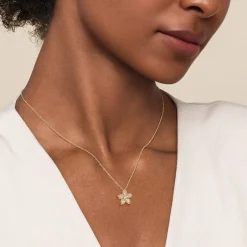 Online Gabriel & Co. Floral - 14K Yellow Gold Diamond Floral Pendant Necklace