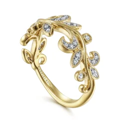 Sale Gabriel & Co. Floral - 14K Yellow Gold Diamond Floral Ring