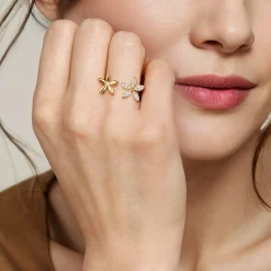 Online Gabriel & Co. Floral - 14K Yellow Gold Diamond Floral Open Ring