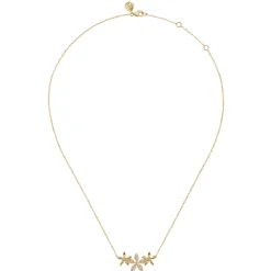 Outlet Gabriel & Co. Floral - 14K Yellow Gold Diamond Floral Bar Necklace