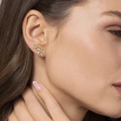 Sale Gabriel & Co. Floral - 14K Yellow Gold Diamond Floral Ear Climber Earrings