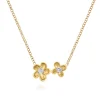 Sale Gabriel & Co. Floral - 14K Yellow Gold Double Flower Diamond Necklace