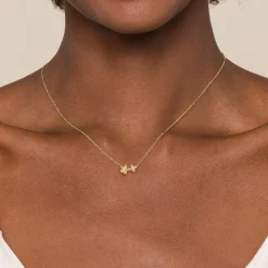 Sale Gabriel & Co. Floral - 14K Yellow Gold Double Flower Diamond Necklace