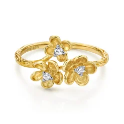 Online Gabriel & Co. Floral - 14K Yellow Gold Engraved Floral Diamond Ring