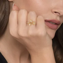 Online Gabriel & Co. Floral - 14K Yellow Gold Engraved Floral Diamond Ring