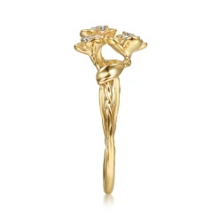 Hot Gabriel & Co. Floral - 14K Yellow Gold Engraved Floral Diamond Ring