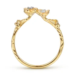 Hot Gabriel & Co. Floral - 14K Yellow Gold Engraved Floral Diamond Ring