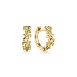 Best Gabriel & Co. Floral - 14K Yellow Gold Floral Huggie Earrings
