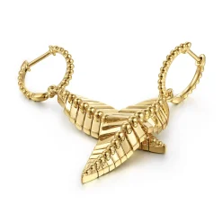 Outlet Gabriel & Co. Floral - 14K Yellow Gold Huggie Drop Earrings