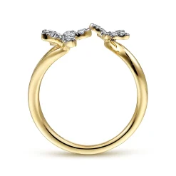 Sale Gabriel & Co. Floral - 14K Yellow Gold Pave Diamond Floral Open Ring