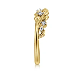 New Gabriel & Co. Floral 14K Yellow Gold Prong Setting Diamond Open Anniversary Band - 0.09 ct