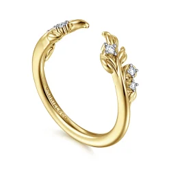 New Gabriel & Co. Floral 14K Yellow Gold Prong Setting Diamond Open Anniversary Band - 0.09 ct