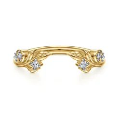 New Gabriel & Co. Floral 14K Yellow Gold Prong Setting Diamond Open Anniversary Band - 0.09 ct