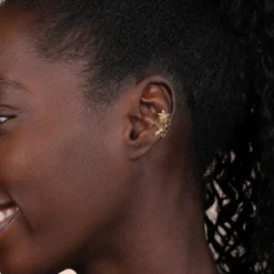 Sale Gabriel & Co. Floral - 14K Yellow Gold Single Floral Ear Cuff