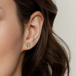 Best Gabriel & Co. Floral - 14K Yellow Gold White Sapphire Stud Earrings