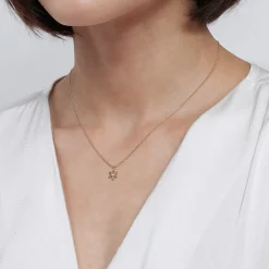 Gabriel & Co. Floral - Pendant Necklace Floral 14K Yellow Gold White Sapphire
