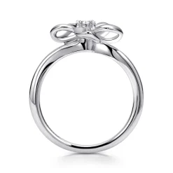 Sale Gabriel & Co. Floral - 925 Sterling Silver Floral White Sapphire Ladies Ring