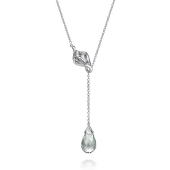Hot Gabriel & Co. Floral - 925 Sterling Silver Green Amethyst Floral Lariat Necklace