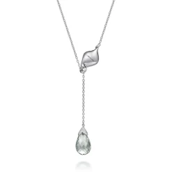 Hot Gabriel & Co. Floral - 925 Sterling Silver Green Amethyst Floral Lariat Necklace