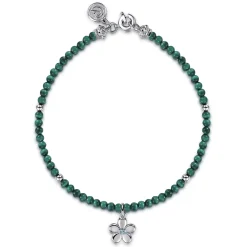 Outlet Gabriel & Co. Floral - 925 Sterling Silver London Blue Topaz Flower and Malachite bead Bracelet