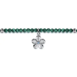 Outlet Gabriel & Co. Floral - 925 Sterling Silver London Blue Topaz Flower and Malachite bead Bracelet