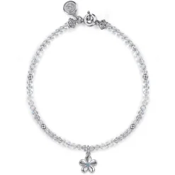 Best Gabriel & Co. Floral - 925 Sterling Silver London Blue Topaz Flower and Moon Stone bead Bracelet