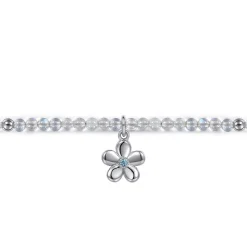 Best Gabriel & Co. Floral - 925 Sterling Silver London Blue Topaz Flower and Moon Stone bead Bracelet