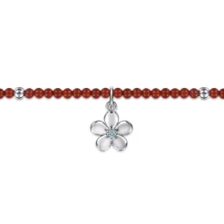 Hot Gabriel & Co. Floral - 925 Sterling Silver London Blue Topaz Flower and Red Agate Bead Bracelet