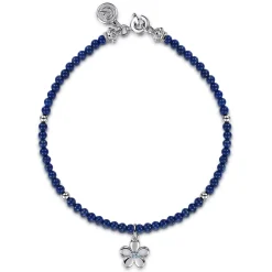 Hot Gabriel & Co. Floral - 925 Sterling Silver London Blue Topaz Flower and Lapis bead Bracelet