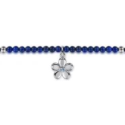 Hot Gabriel & Co. Floral - 925 Sterling Silver London Blue Topaz Flower and Lapis bead Bracelet