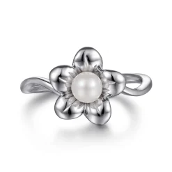 Clearance Gabriel & Co. Floral - Sterling Silver Pearl Flower Ring