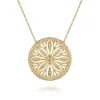 Hot Gabriel & Co. Floral - Vintage Inspired 14K Yellow Gold Floral Diamond Pendant Necklace