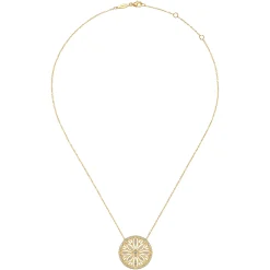 Hot Gabriel & Co. Floral - Vintage Inspired 14K Yellow Gold Floral Diamond Pendant Necklace