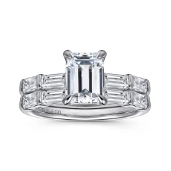 Online Gabriel & Co. Flores - 14K White Gold Emerald Cut Five Stone Diamond Engagement Ring
