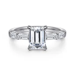 Online Gabriel & Co. Flores - 14K White Gold Emerald Cut Five Stone Diamond Engagement Ring