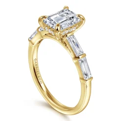 Online Gabriel & Co. Flores - 14K Yellow Gold Emerald Cut Five Stone Diamond Engagement Ring