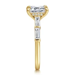 Online Gabriel & Co. Flores - 14K Yellow Gold Emerald Cut Five Stone Diamond Engagement Ring