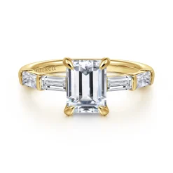 Online Gabriel & Co. Flores - 14K Yellow Gold Emerald Cut Five Stone Diamond Engagement Ring