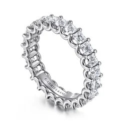 New Gabriel & Co. Forever - 14K White Gold Scallop Setting Princess Cut Diamond Eternity Band - 2.7 ct