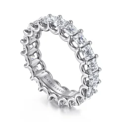 Clearance Gabriel & Co. Forever - 14K White Gold Scallop Setting Princess Cut Diamond Eternity Band - 3.4 ct