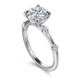 Hot Gabriel & Co. Frances - 14K White Gold Round Diamond Engagement Ring