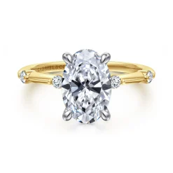 Hot Gabriel & Co. Frances - 14K White -Yellow Gold Oval Diamond Engagement Ring