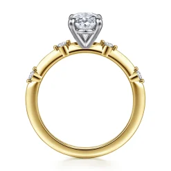 New Gabriel & Co. Frances - 14K White-Yellow Gold Oval Diamond Engagement Ring