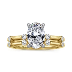 New Gabriel & Co. Frances - 14K White-Yellow Gold Oval Diamond Engagement Ring