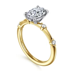 New Gabriel & Co. Frances - 14K White-Yellow Gold Oval Diamond Engagement Ring
