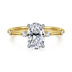New Gabriel & Co. Frances - 14K White-Yellow Gold Oval Diamond Engagement Ring