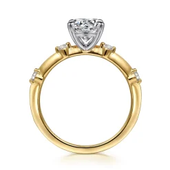 New Gabriel & Co. Frances - 14K White -Yellow Gold Round Diamond Engagement Ring