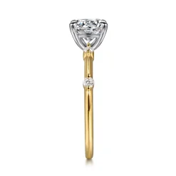 New Gabriel & Co. Frances - 14K White -Yellow Gold Round Diamond Engagement Ring